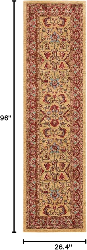 SAFAVIEH Mahal Collection Runner Rug - 2'2" x 8', Beige & Red, Traditional Oriental Design, Non-Shedding & Easy Care, Ideal for High Traffic Areas in Living Room, Bedroom (MAH693B)