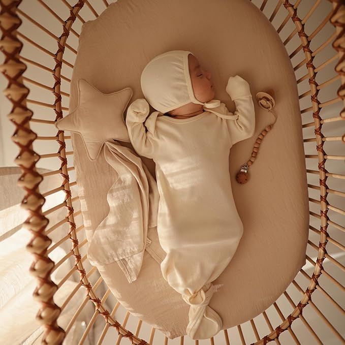 mushie Star Security Blanket | Baby Lovey | 100% Organic Muslin Cotton (Natural)