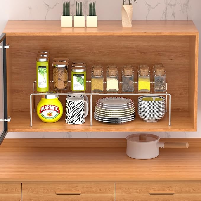 Redrubbit Expandable Metal Rustproof Kitchen Counter & Cabinet Shelf, Chrome, 1 Shelf, Modern Style, Kitchen Storage & Organization Product Accessories