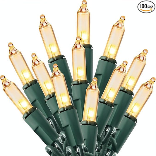 Joiedomi Clear Christmas String Lights Indoor,100 Count Mini White Fairy Light Outdoor,19.4 FT Decor for Patio Dorm Classroom Bedroom Holiday Wedding Party Garland Birthday Festival,Green Wire