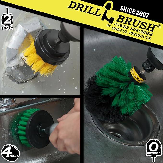 3 Rotary Power Scrub Brushes for Tile, Grout, Shower, Tub, Sink Hard Water Stains