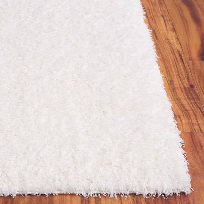 SAFAVIEH Lindsay Shag Collection Area Rug - 4' x 6', Ivory, Solid Design, Plush 1.8-inch Thick, Ideal for High Traffic Areas in Living Room, Bedroom, Dining Room (LNS560A-4)
