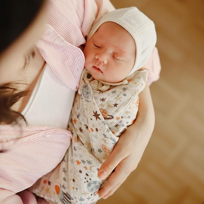 mushie Muslin Baby Swaddle Blanket | 100% Organic Cotton (Space)