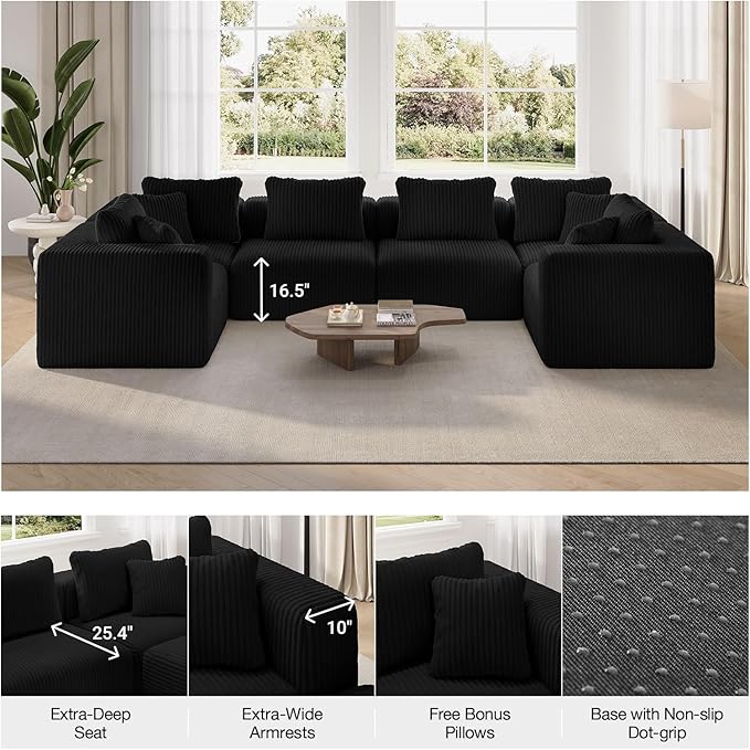Novilla 106" Modular Sectional Sofa, Modern Cloud Sectional Couch with Smarts Coil® Support, L-Shape Boneless Couch for Living Room Apartments Bedroom, No Assembly Required (5 Seat)