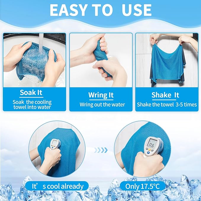 Cooling Towel Bulk - Neck & Face Cool Chilly Towels Microfiber Breathable Sport Sweat Rag for Gym, Yoga, Travel, Camping, Running, Outdoor