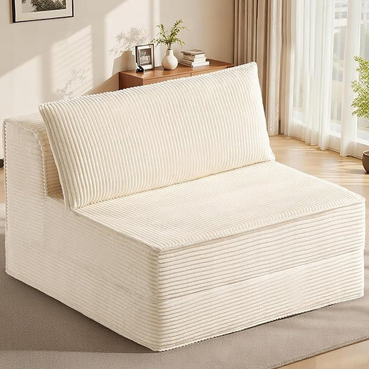 Convertible Sofa Bed, Fold Out Loveseat Sleeper Sofa Chair with Pillow, Folding Sofa Bed with Back Support, Portable Chair Bed Comfy Floor Lounge Sofa for Living Room Bedroom Guest Room, Beige