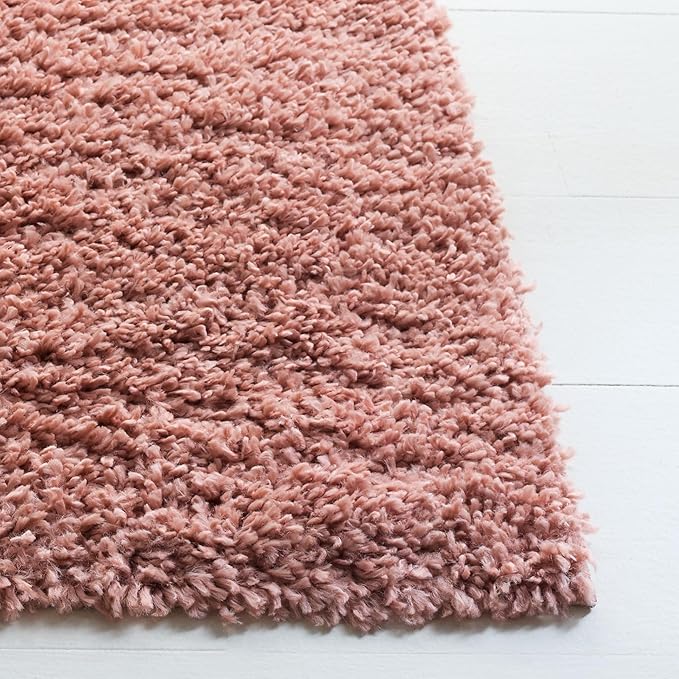 SAFAVIEH August Shag Collection Accent Rug - 3' x 5', Rose, Solid Design, Non-Shedding & Easy Care, 1.5-inch Thick Ideal for High Traffic Areas in Entryway, Living Room, Bedroom (AUG200X)