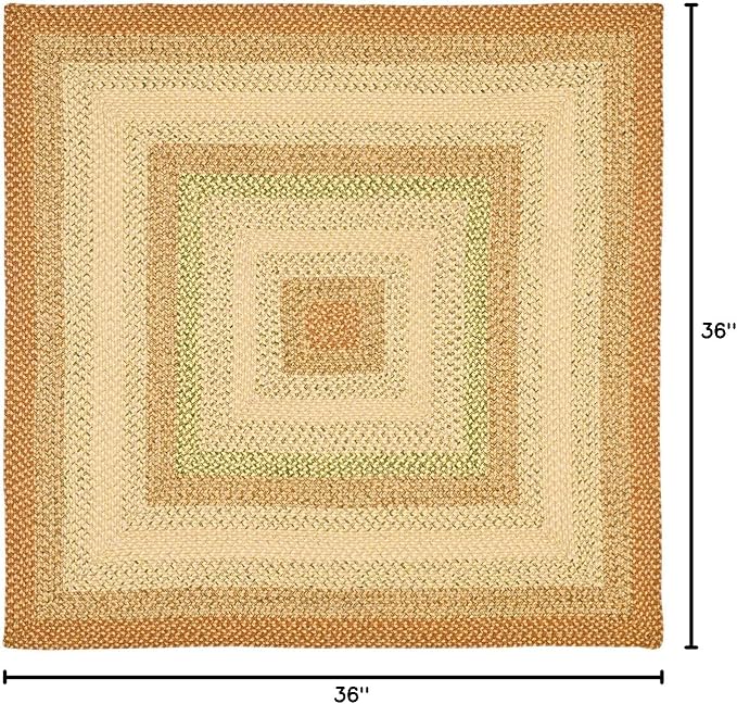 SAFAVIEH Washable Rug Outdoor Braided Collection - 3' Square, Rust & Multi, Handmade & Reversible, Non-Shedding & Easy to Clean, Ideal for Patio, Backyard, Mudroom (BRD303A)