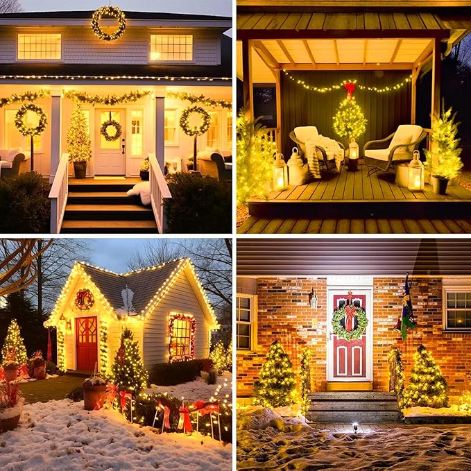 LAMPHOME Christmas Lights Indoor Outdoor, 21.6FT 100 LED Yellow Warm White String Lights Waterproof, Mini Fairy Lights Plug in for Christmas Tree, Bedroom, Classroom Decor,Mardi gras Lights Outside