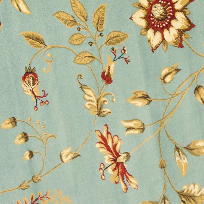 SAFAVIEH Lyndhurst Collection Area Rug - 5'3" Round, Blue & Multi, Traditional Floral Design, Non-Shedding & Easy Care, Ideal for High Traffic Areas in Living Room, Bedroom (LNH552-6591)