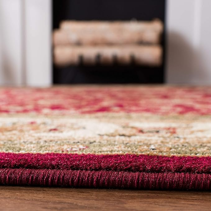 SAFAVIEH Lyndhurst Collection Area Rug - 5' Square, Red & Ivory, Traditional Oriental Design, Non-Shedding & Easy Care, Ideal for High Traffic Areas in Living Room, Bedroom (LNH312A)