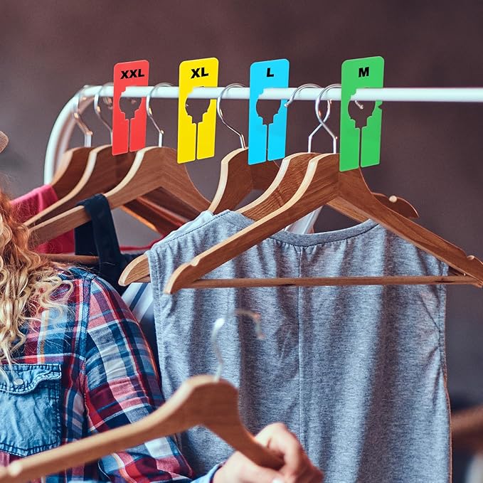 8 Pcs Closet Dividers for Hanging Clothes,8 Colors Plastic Hanger Dividers Blank Labels Sorting Separator with Marker Pen Rectangle Clothing Rack Divider for Closet Clothing Racks Retail