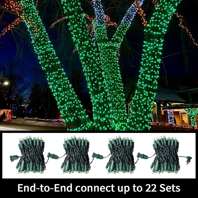 LAMPHOME 100 LED Green St. Patrick Mini String Lights, 21.6 Feet LED St Patrick Day Lights, Waterproof Green Christmas Lights for Indoor Xmas Tree Garland Wedding Party Festival Decoration, Green Wire