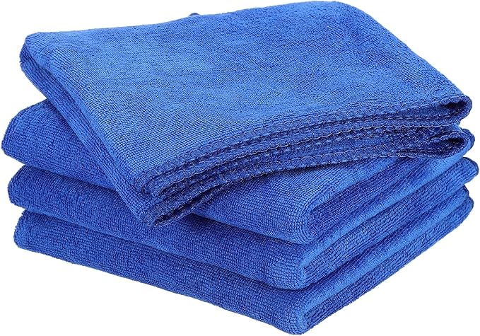 HARFINGTON 4 Pack Microfiber Cleaning Cloth, 24" x 12" Multi-Functional Cleaning Towels Reusable Absorbent Rags for Car Wash Kitchen Household Window Clean, Sapphire Blue
