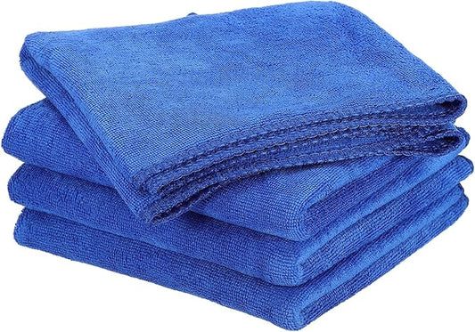 HARFINGTON 4 Pack Microfiber Cleaning Cloth, 24" x 12" Multi-Functional Cleaning Towels Reusable Absorbent Rags for Car Wash Kitchen Household Window Clean, Sapphire Blue