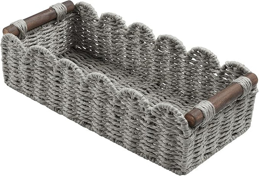 Toilet Paper Storage Basket Bathroom Counter Organizer Wicker Baskets for Organizing Cute Basket for Bedroom Nursery Room Kitchen Bathroom Decor-Gray