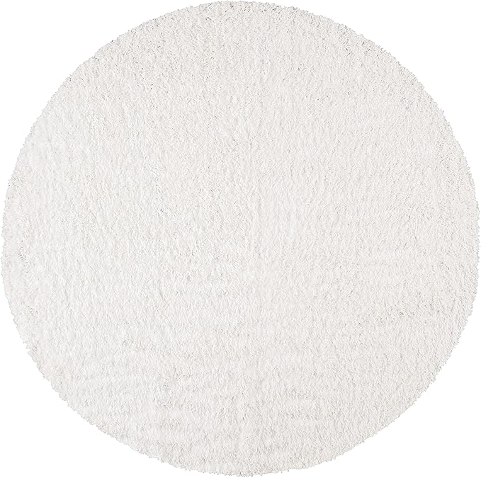 SAFAVIEH August Shag Collection 5' Round White AUG200A Solid Non-Shedding Living Room Bedroom Dining Room Entryway Plush 1.5-inch Thick Area Rug