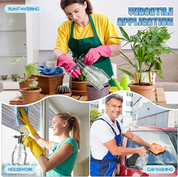 2 Pcs 1.5 Liter Misters Spray Pump Bottle with Full Neoprene Jacket and Built in Carrying Strap Garden Plant Mister Spray Bottle for Spring Personal Cooling Plants Watering (Black)