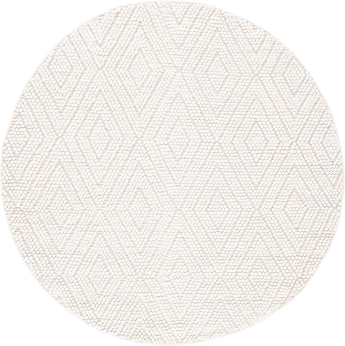 SAFAVIEH Natura Collection Area Rug - 6' Round, Ivory, Handmade Moroccan Boho Trellis Wool, Ideal for High Traffic Areas in Living Room, Bedroom (NAT224A)