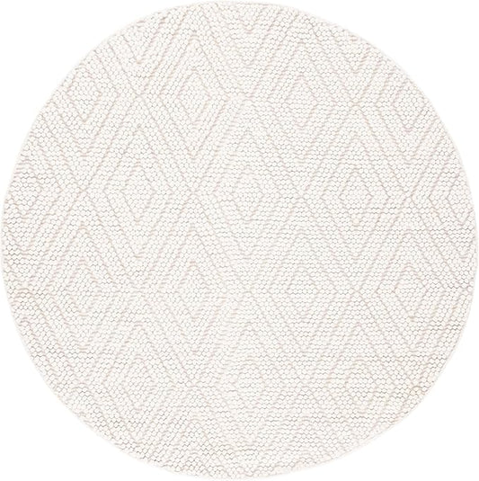 SAFAVIEH Natura Collection Area Rug - 6' Round, Ivory, Handmade Moroccan Boho Trellis Wool, Ideal for High Traffic Areas in Living Room, Bedroom (NAT224A)