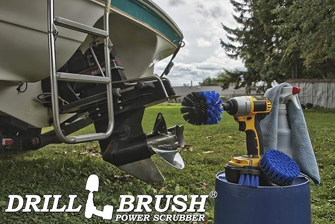Multipurpose Cleaner Brush Set - Boat Brushes for Scrubbing - Household Cleaning Brushes - Boat Hull Cleaner Paste - Scrub Brushes for Boat Deck - Spinning Scrub Brush - Nylon Brushes for Cleaning