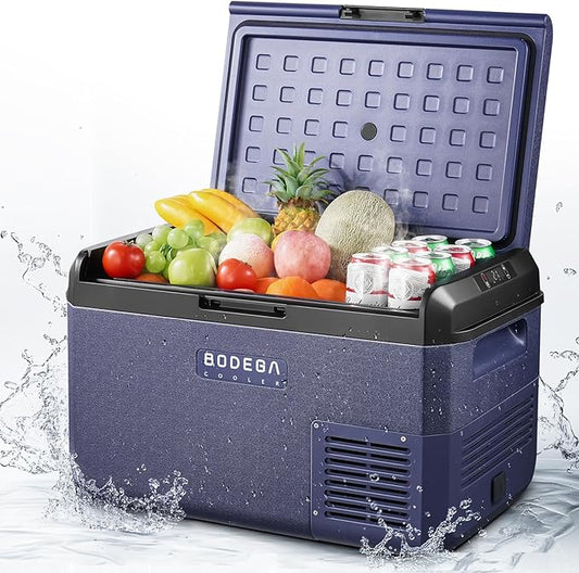 BODEGACOOLER 12 Volt Car Refrigerator, 42QT(40L) IPX4 Waterproof Electric Cooler, 31dB Ultra-Quiet Car Fridge APP Control with 12/24V DC 110-240V AC, -4℉~68℉, Portable for Truck RV Camping, Travel