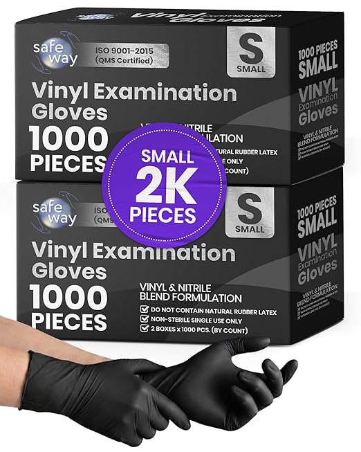 SAFEWAY USA Vinyl Disposable Gloves — Non-Latex and Powder Free, Heavy-Duty Protective and Multi-Purpose Gloves for Cleaning, Food Prep, Tattooing, Lab Works, Mechanics and More — (2000 pcs, Small)
