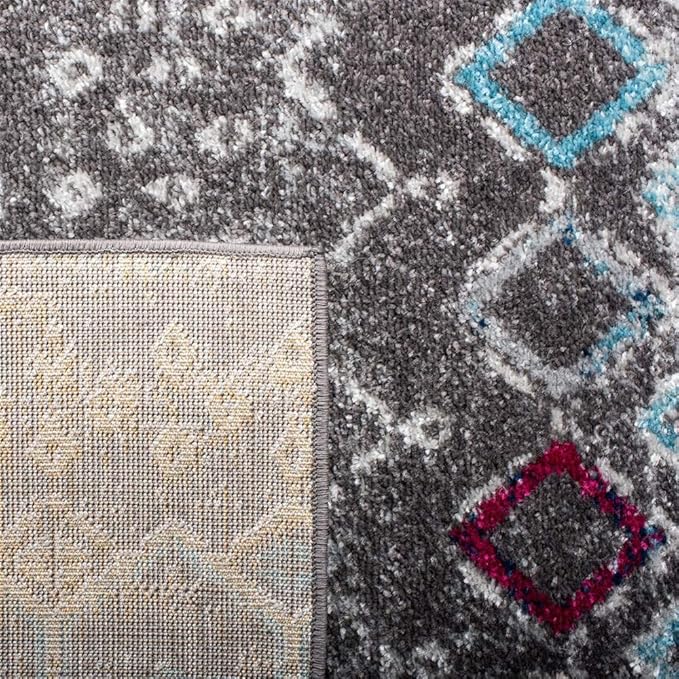 SAFAVIEH Amsterdam Collection Accent Rug - 3' x 5', Dark Grey & Ivory, Moroccan Boho Design, Non-Shedding & Easy Care, Ideal for High Traffic Areas in Entryway, Living Room, Bedroom (AMS108H)