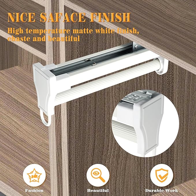 Alise Pull Out Clothes Hanger Rack for Closet,Heavy Duty Closet Rod with Automatic Soft-Close Mechanism for Closets,16 inch Closet Pull Out Metal Rod Organizer Hangers for Coats Pant Hanger,White