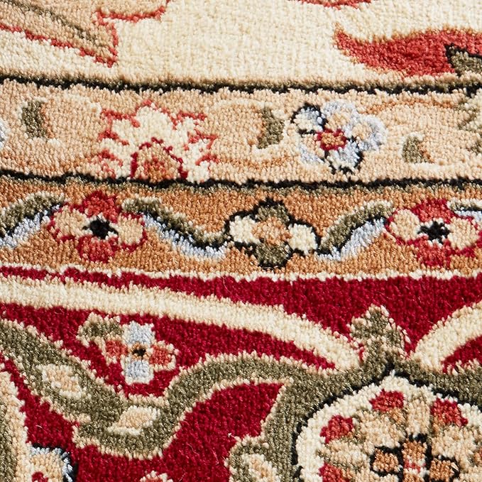 SAFAVIEH Lyndhurst Collection 10' Round Ivory/Red LNH330A Traditional Oriental Non-Shedding Dining Room Entryway Foyer Living Room Bedroom Area Rug