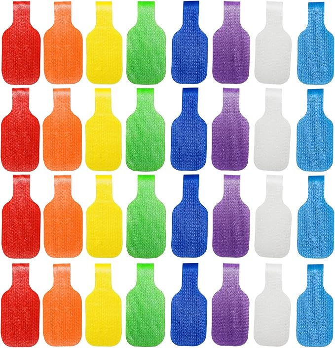 32 Pcs Cable Labels, Write On Cord Labels Tags for Electronics, Wire Markers Electrical, Reusable Large Size Plastic Label for Charging Cords Management and Identification (8 Colors)