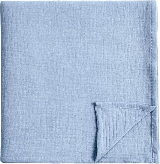 Meracorallo Muslin Swaddle Blanket, 100% Cotton Receiving Blanket Soft and Breathable Swaddle Wrap for Baby Boys and Girls, Placid Blue
