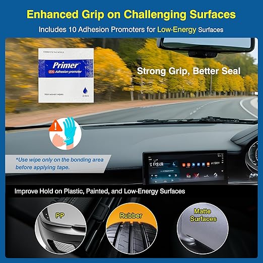 Tapsi Double Sided Tape Heavy Duty – Waterproof Foam Mounting Tape 0.98" x 18 FT with 10 Adhesion Promoters – Strong Adhesive for LED Strip Lights, Car Trim, Walls, Home, Office & Outdoor Decor