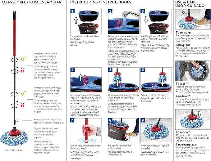 O-Cedar RinseClean Spin Mop & Bucket System | Clean with Clean Water | Removes 99% of Bacteria