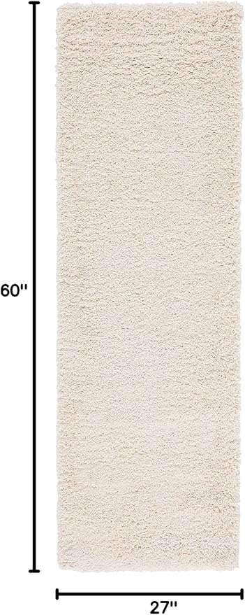 SAFAVIEH Santa Monica Shag Collection Accent Rug - 2'3" x 5', Ivory, Solid Design, 2-inch Thick Ideal for High Traffic Areas in Living Room, Bedroom, Dining (SGN725-1212-25)