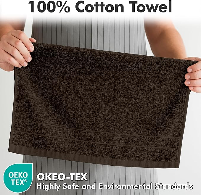 100% Cotton Hand Towels for Bathroom – Soft & Absorbent Towel Set– Pack of 6 Small Towel (34x20in) – Quick Dry Luxury Cotton Hand Towels – Dark Brown