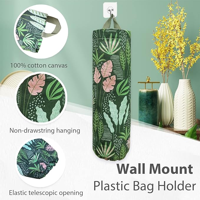 SYIPO Plastic Bag Holder, Reusable Grocery Bag Organizer, Wall Mount, 1 Pack, Seaweed | 1 Pack