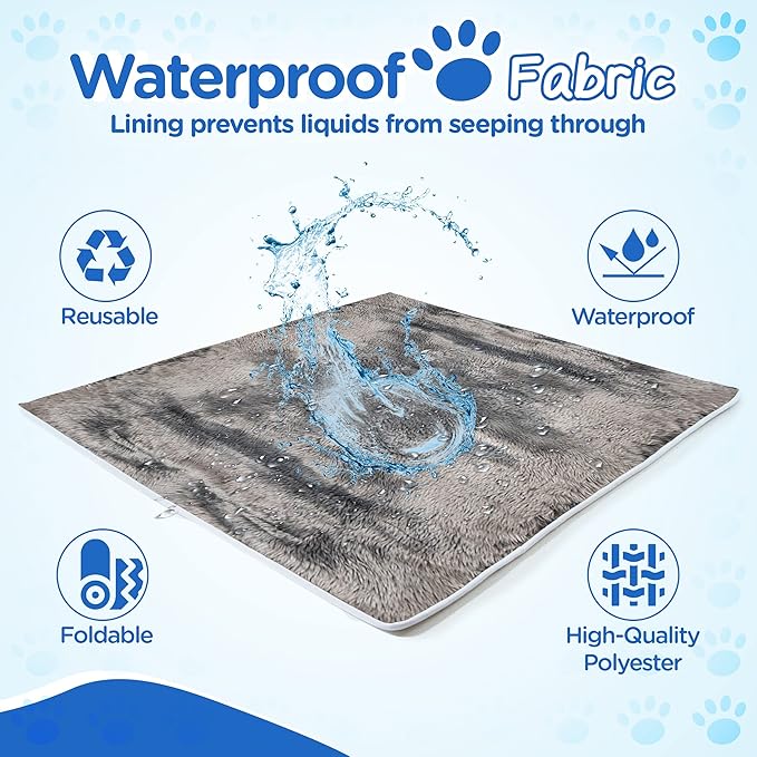 PupProtector Waterproof Throw Blanket for Dogs and Cats, Pet Blanket Cover for Couches, Sofas, Beds, Car Seats, Furniture, Calming Soft Faux Fur, Dark Grey, Original (60" L x 50" W)