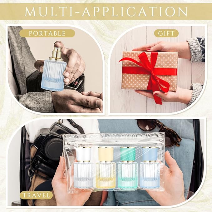 6 Pcs 30/50/100ml Empty Glass Perfume Bottles Bulk Pack for Perfume Makers Refillable Atomizer Cologne Bottles DIY Vintage Fragrance Packaging Glass Bottling Supplies (Assorted Colors,30 ml)