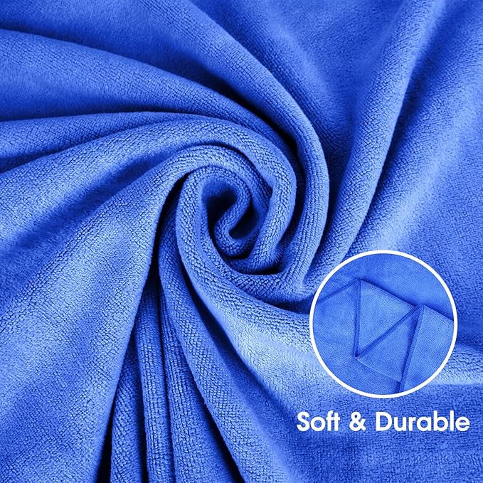 Microfiber Bath Towels, Large Bathroom Towel Set 6 Pack (30" x 60") - Soft, Absorbent, Quick Dry, Use for Hair, Shower, Fitness, Sport, Yoga, Dark Blue