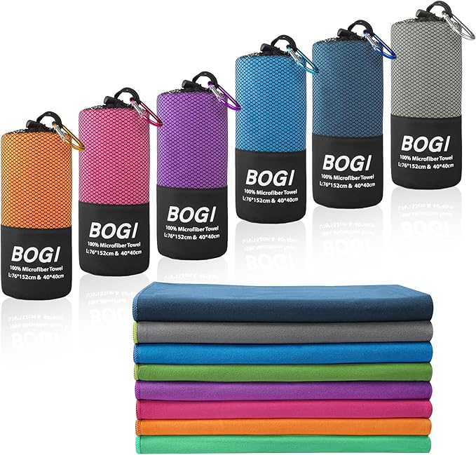 Microfiber Travel Sports Towel-Quick Dry Towel, Soft Lightweight Microfiber Camping Towel Absorbent Compact Travel Towel for Camping Gym Beach Yoga Swimming Backpacking (S:16''x32'',2Pcs-Grey)