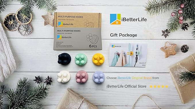 iBetterLife Razor Holder for Shower Hooks – 6Pcs Self Adhesive Wall Mounted Single Hook for Hanging Toothbrush, Functional Waterproof Utility Plug Holder for Bathroom Kitchen Living Room Office, Black