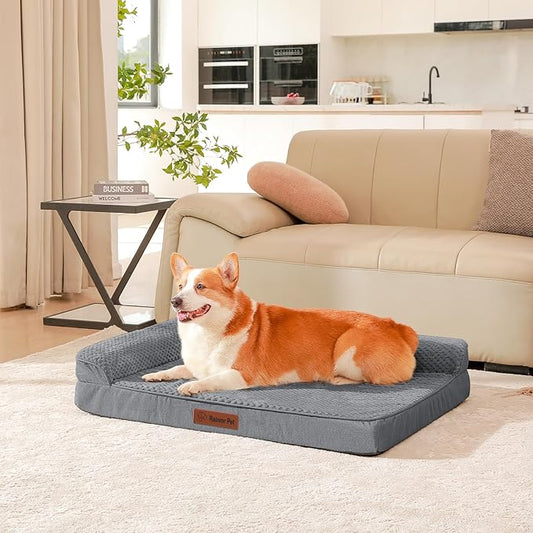 Orthopedic Dog Beds Large Sized Dog, 36x27x6 Inches Memory Foam Pet Bed for Large Dogs, Washable Removable Cover, Nonskid Bottom, Waterproof, Dark Grey