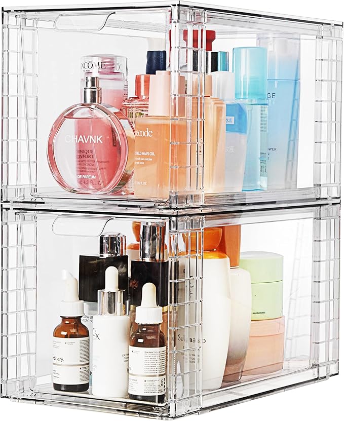 Vtopmart 4 Pack Stackable Makeup Organizer Storage Drawers Set