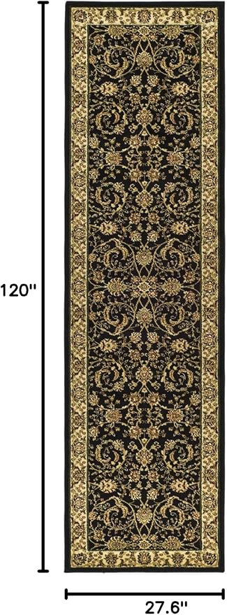 SAFAVIEH Lyndhurst Collection Runner Rug - 2'3" x 10', Black & Ivory, Traditional Oriental Design, Non-Shedding & Easy Care, Ideal for High Traffic Areas in Living Room, Bedroom (LNH219A)