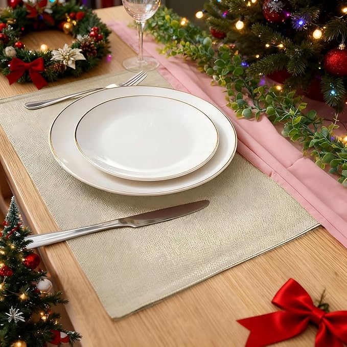 Linen Placemats Set of 4 - Machine Washable Heat Resistant Table Mats