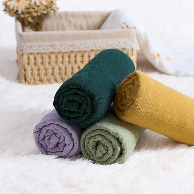 Meracorallo Muslin Swaddle Blanket, 100% Cotton Receiving Blanket Soft and Breathable Swaddle Wrap for Baby Boys and Girls, Yellow
