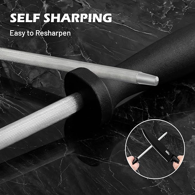 Knife Set, KroWallu 20 Pieces Knife Sets for Kitchen with Block, Dishwasher Safe Kitchen Knife Set with Built-in Sharpener, Japanese Stainless Steel Black Knife Block Set