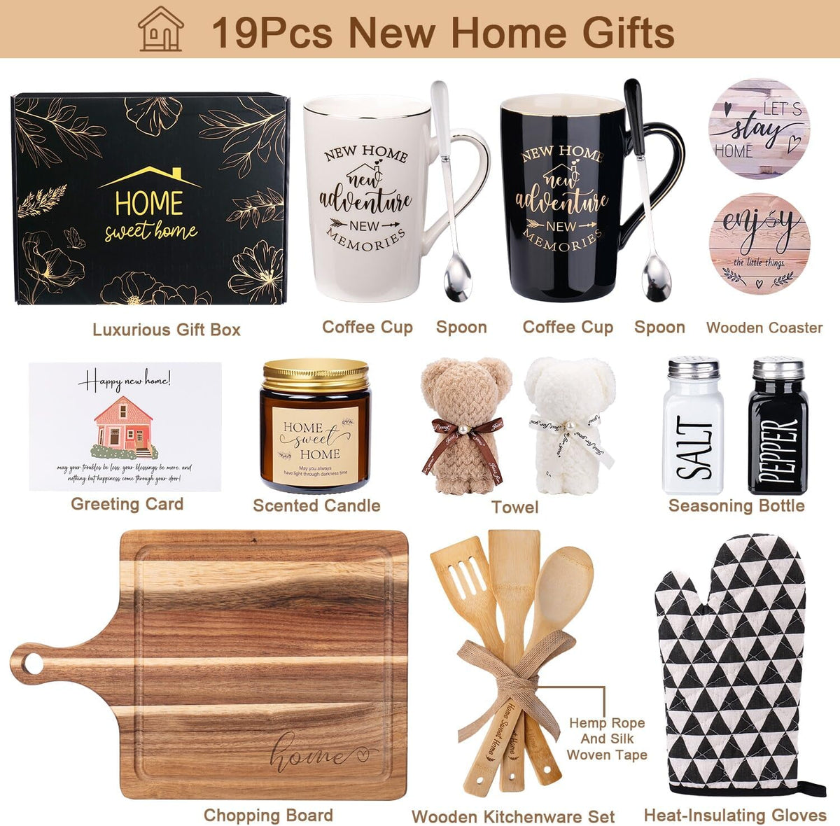 19-Piece Housewarming Gift Set | New Home Essentials for Couples & Homeowners