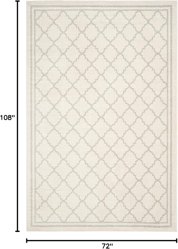 SAFAVIEH Amherst Collection Area Rug - 6' x 9', Beige & Light Grey, Moroccan Trellis Design, Non-Shedding & Easy Care, Ideal for High Traffic Areas in Living Room, Bedroom (AMT422E)